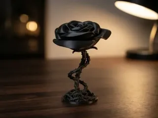 Black Rose with Thorny Vine Stem