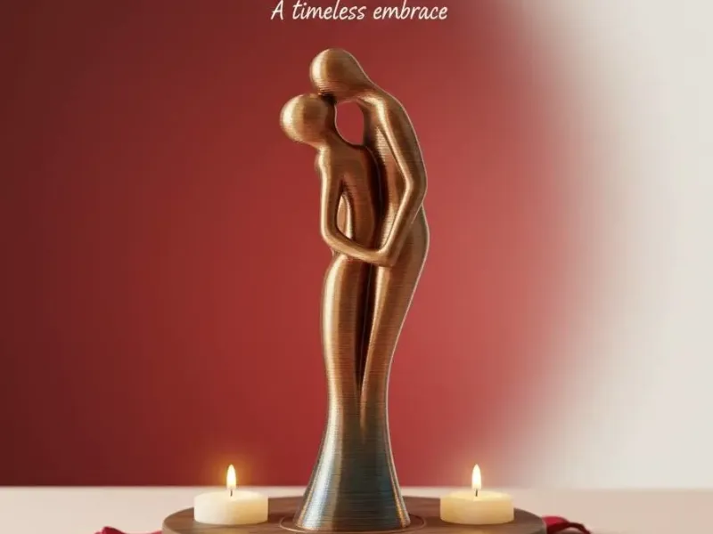 Timeless Embrace - Abstract Couple Sculpture