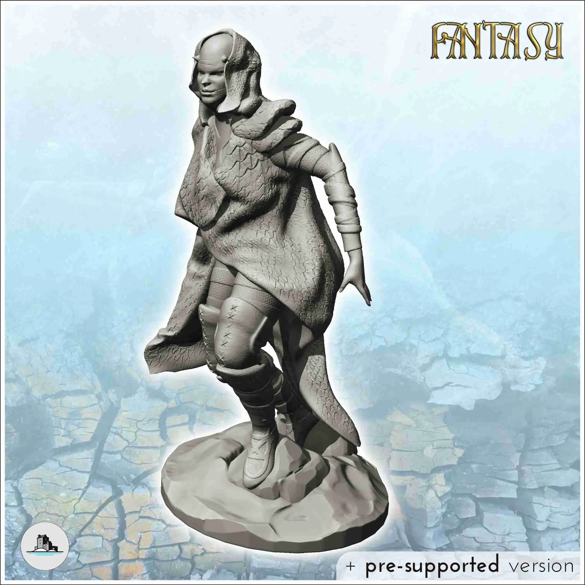 Horned woman with running sheepskin (3) - miniatures figure