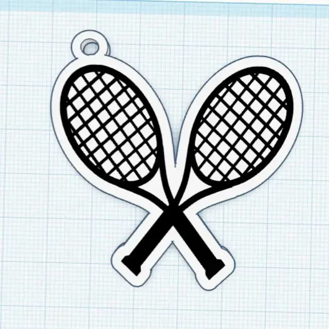 Tennis Rackets Silhouette Keychain – STL File for 3D Print i