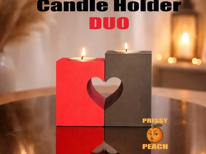 Heart Candle Holder Duo – Minimal Sculptural Decor
