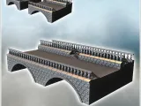 Damaged brick bridge with classic-style parapet and double a-0