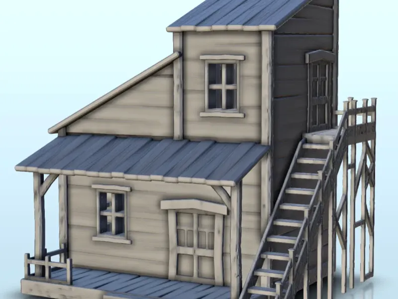 Western house with wooden lateral stair (2) - western usa ac