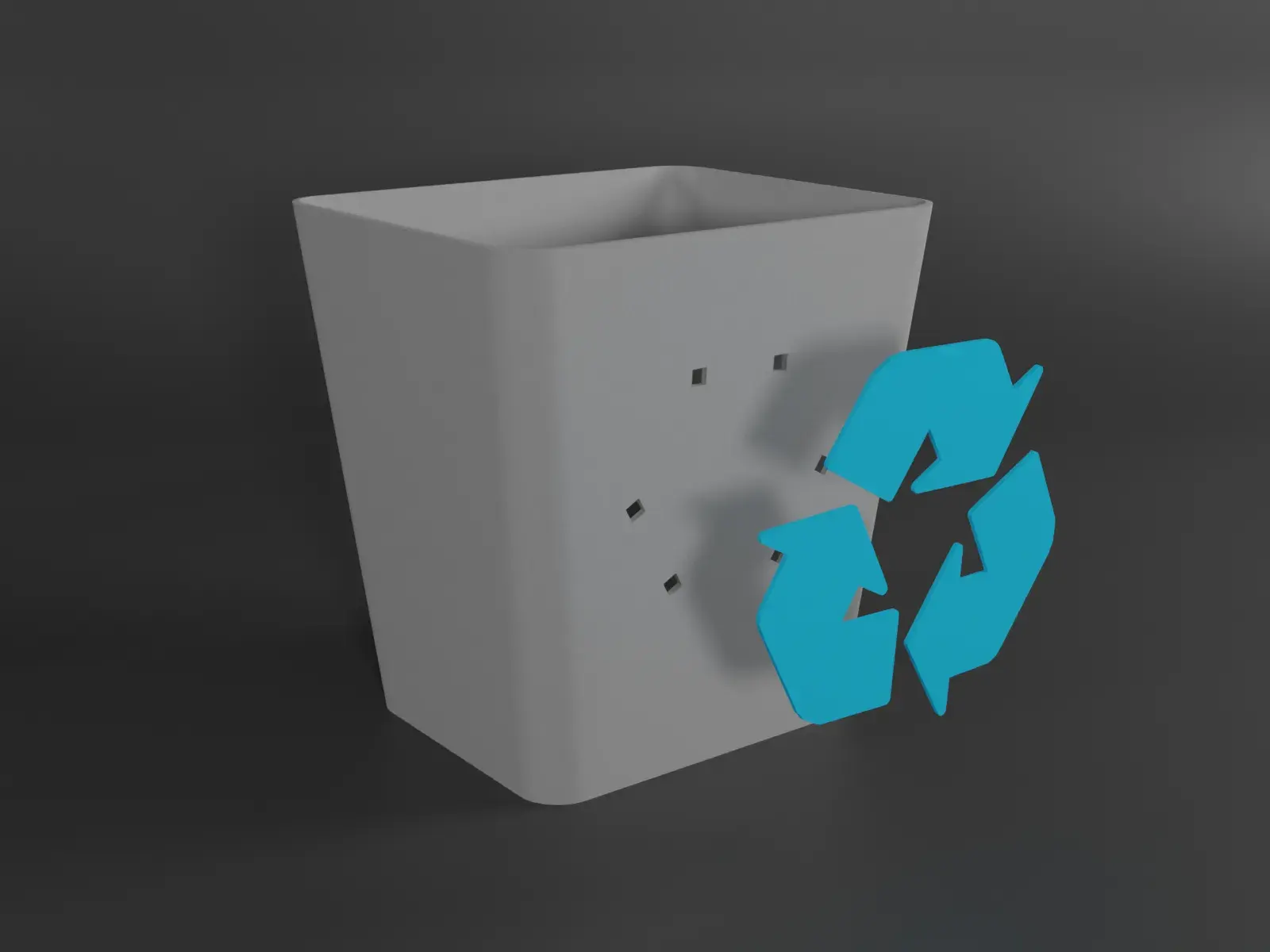 Windows-Inspired Dual-Color Recycle Bin STL Model