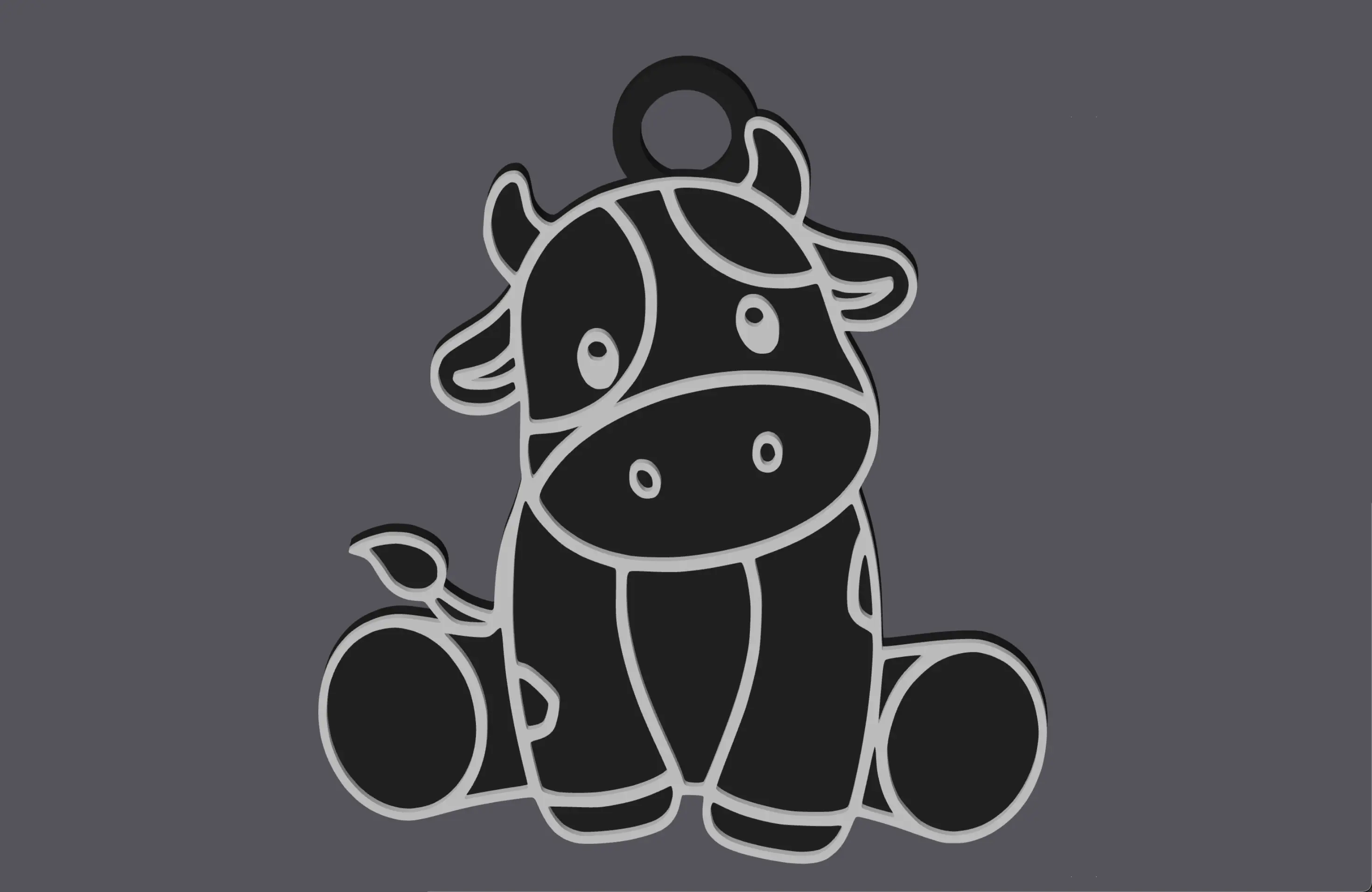 Animali della fattoria - Mucca seduta - Portachiavi