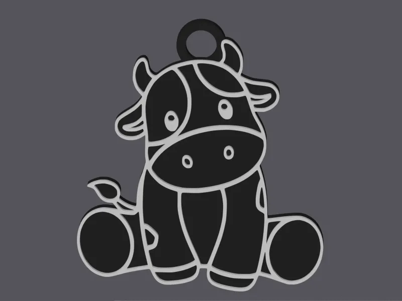 Farm Animals - Sitting Cow - Earring & Pendant
