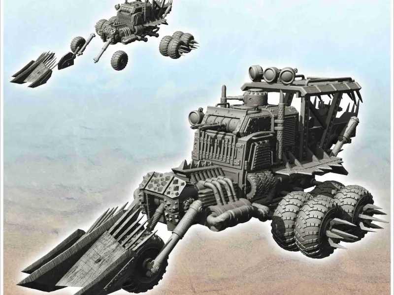 Vehicul post-apo cu zece roți cu tun central (19) - sci-fi
