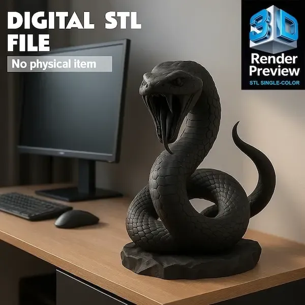 Anaconda Snake Statue STL – Single-Color 3D Print Model