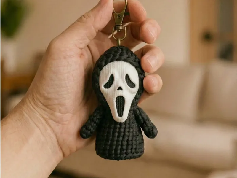 Ghostface (Scream) Knitted Style Keychain - Amigurumi Horror