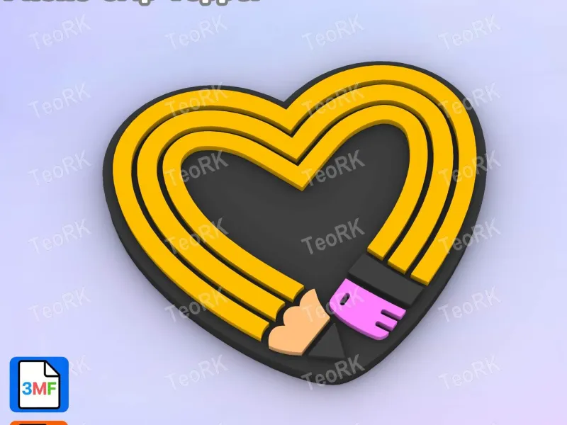 Badge Reel Topper Flat Back I love studying - Lapiz heart