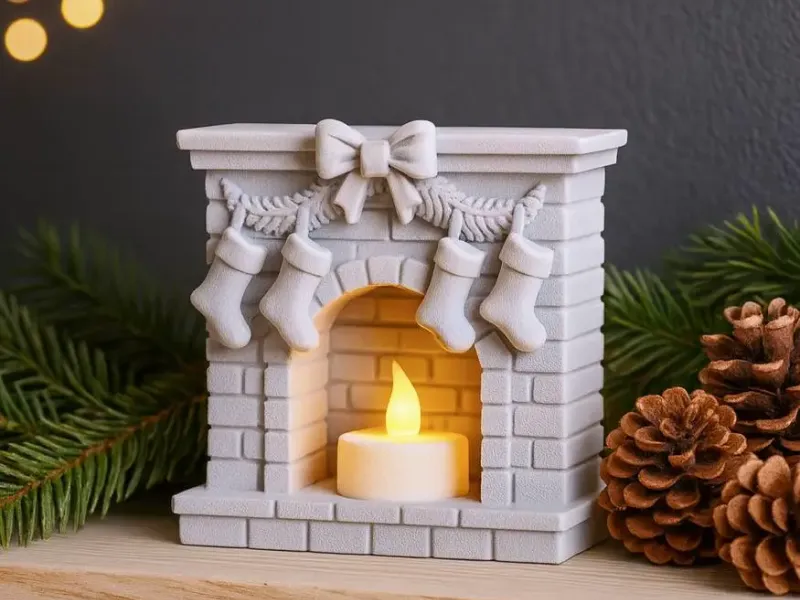Fireplace Candle Holder | Christmas Stocking Decor