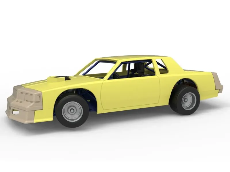 Vintage Dirt late model race car while turning Scale 1:25