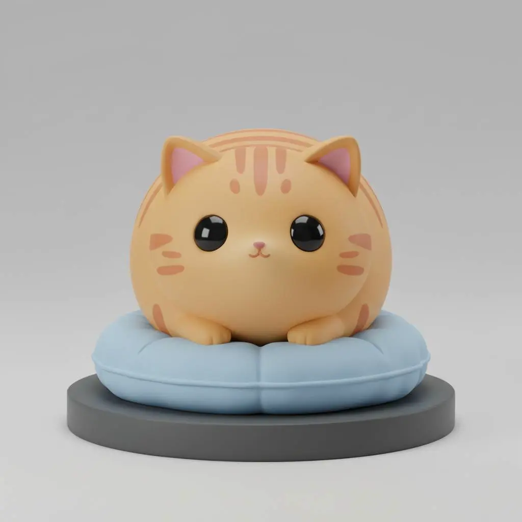 Chibi Cozy Cat Cushion – Cute Kitty Mini Figurine