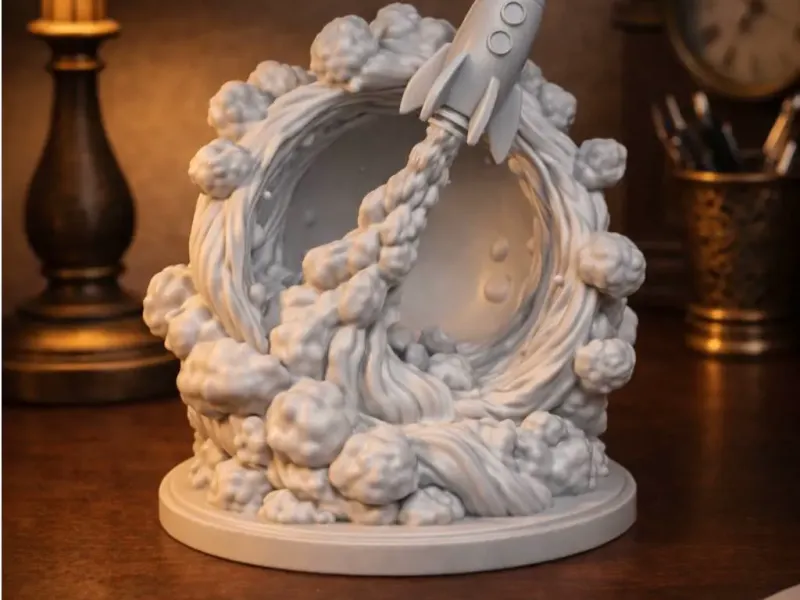 Cosmic Launch Rocket Statue – Space Desk Display