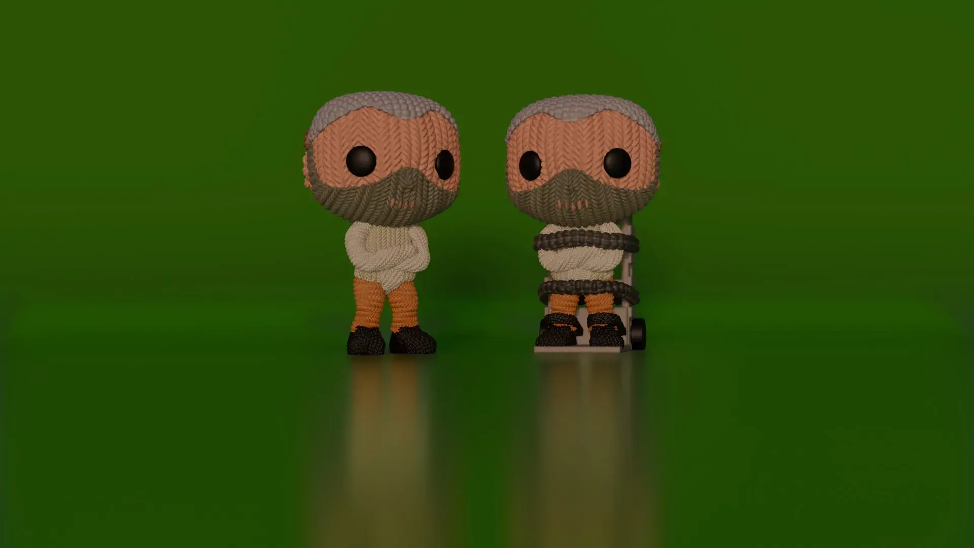 Crochet Hannibal Lecter with and w/o trolley