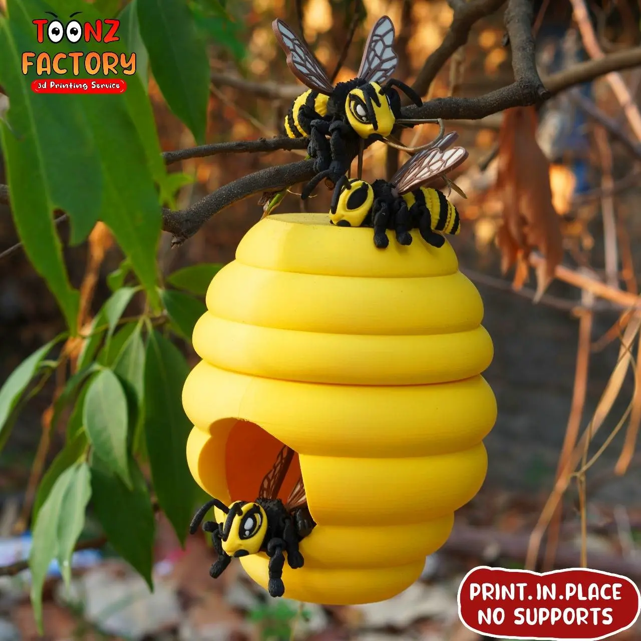 Print In Place Cute Flexi Bee & Beehive