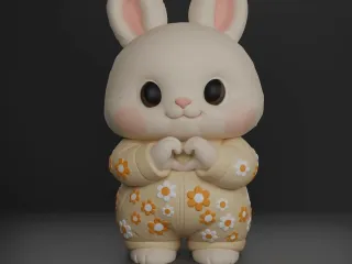 Adorable Heart Handed 3D Printable Bunny STL