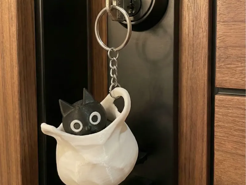 袋の中の猫 - キーホルダー - 簡単プリント