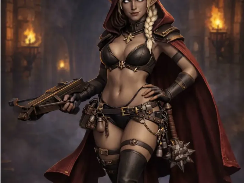 Sexy Elf Cleric Crossbow/Mace D&D scaled mini