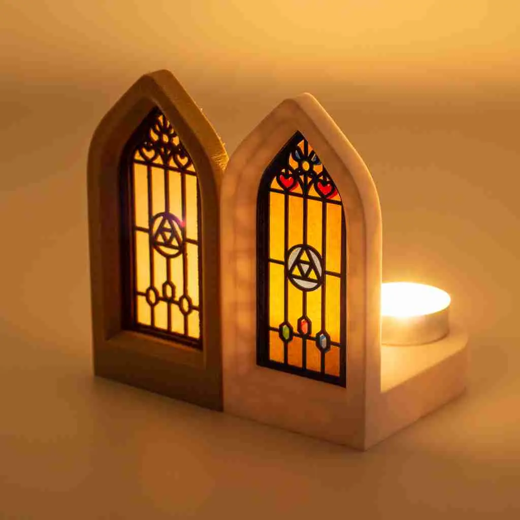 Candle Holder - Zelda Temple Stained Glass