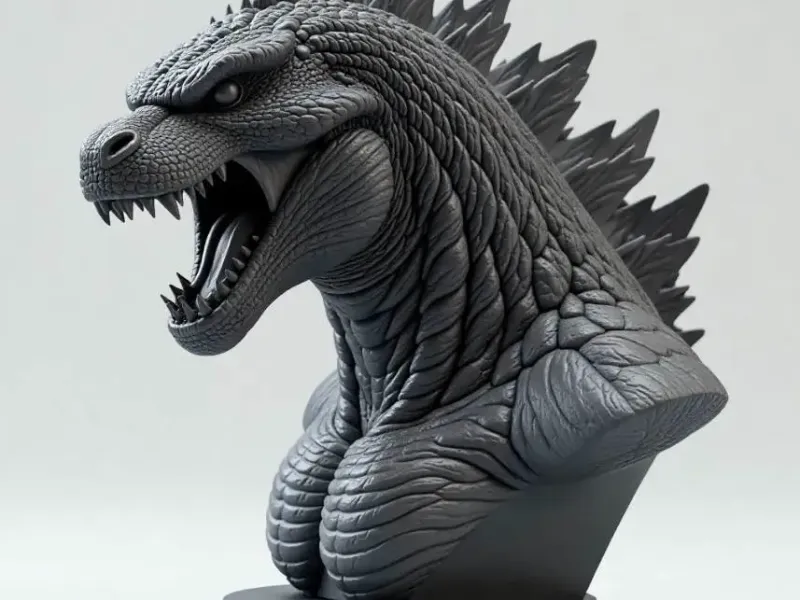 Realistic bust of Godzilla