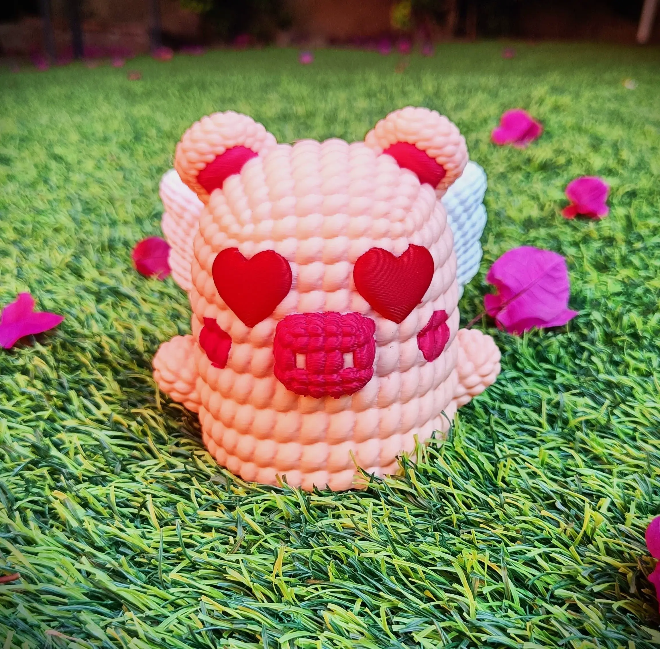 Piggy Love - Valentine's Day multicolor knitted container