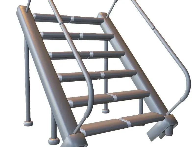 Industrial Metal Staircase with Safety Railings