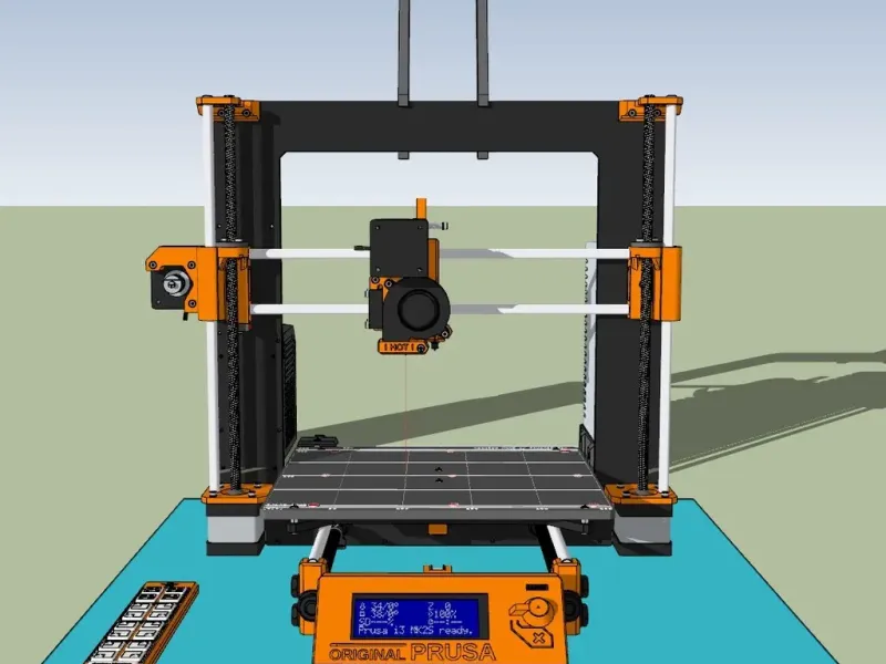 Prusa i3 MK2S SketchUp Dynamic Model (automatic bed/hotend p