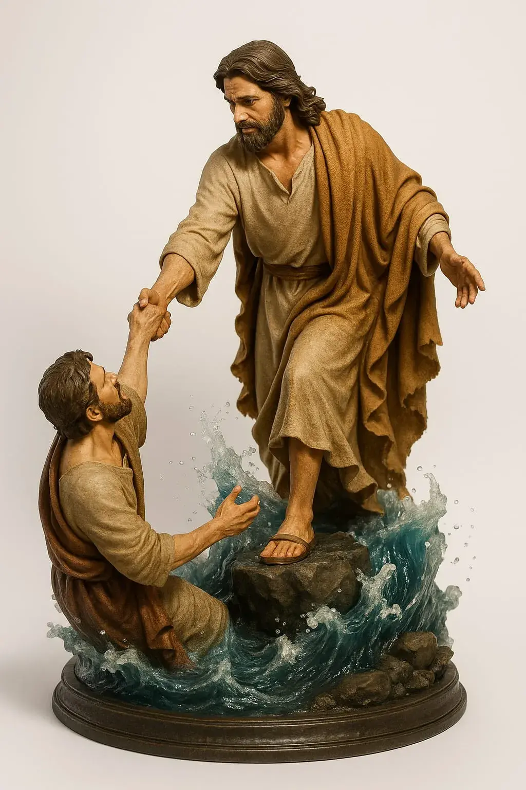 Sculptures & Artworks STL Download - Jesus Rescues Peter on the Seaby ...