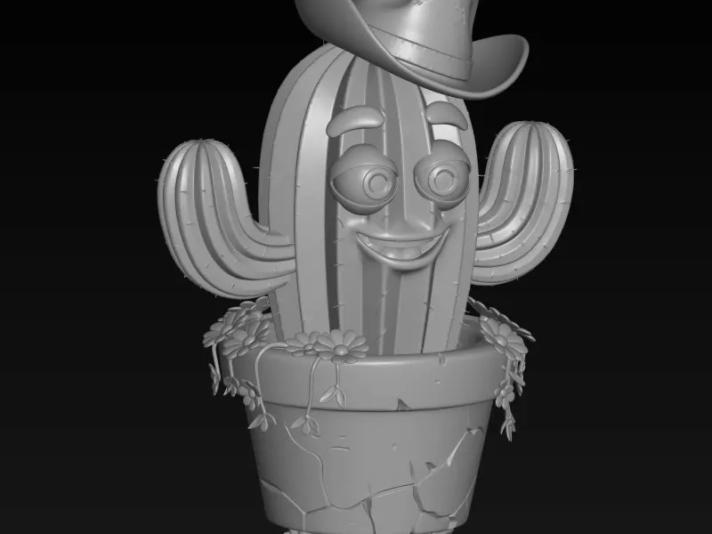 cowboy cactus man 3d model key chain