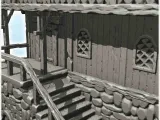 Medieval tavern with large entrance staircase and tiled roof-7