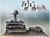 Large control center with radar domes and damaged building (-1