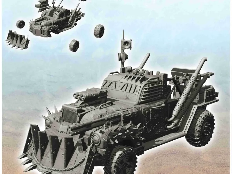 Pick-up post-apo cu tun de calibru mare în spate
