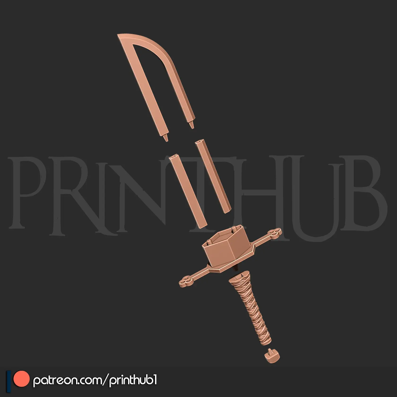 Tiburon Harribel sword from Bleach for 3d print cosplay stl
