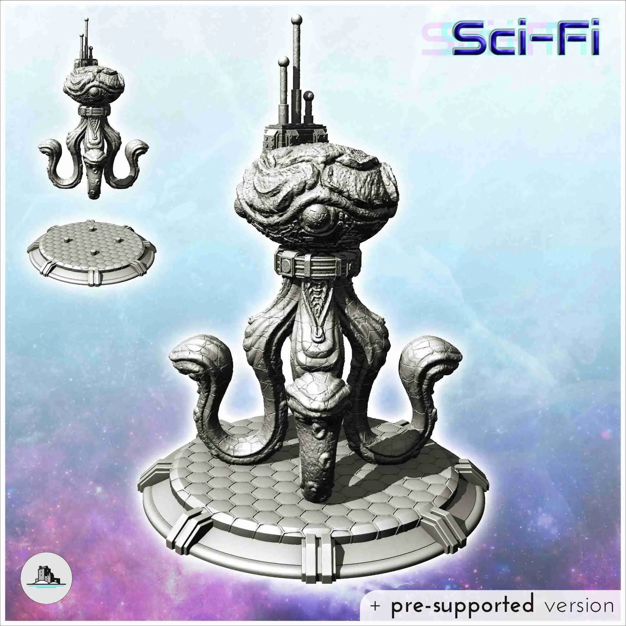 Alien octopus creature with tentacle and antenna (15) - scie