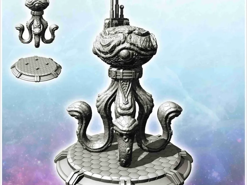 Alien octopus creature with tentacle and antenna (15) - scie