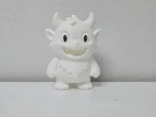 White Furry Horned Monster Wide Grin Toy
