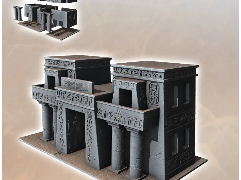 Large Egyptian Building with Majestic Entrance, Columns & Ba