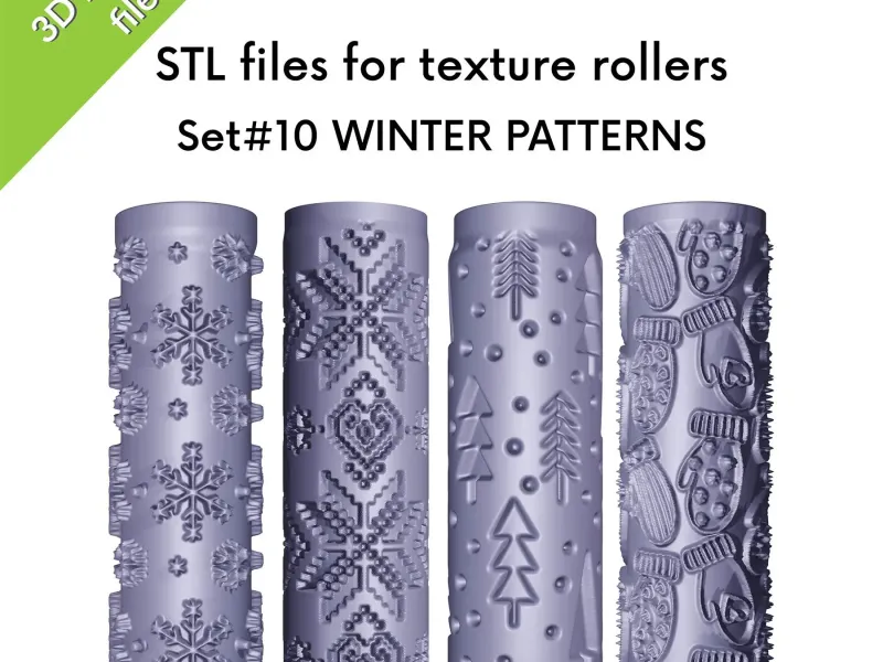 Clay texture rollers, winter Set10