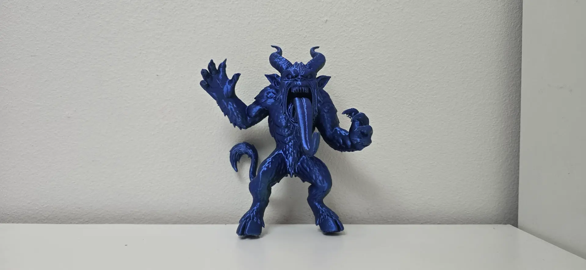 Furry Snarling Krampus with Tongue Holiday Figure