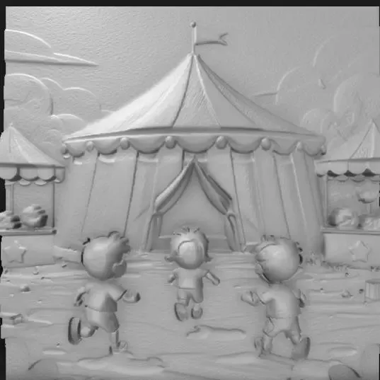 children run to the circus
