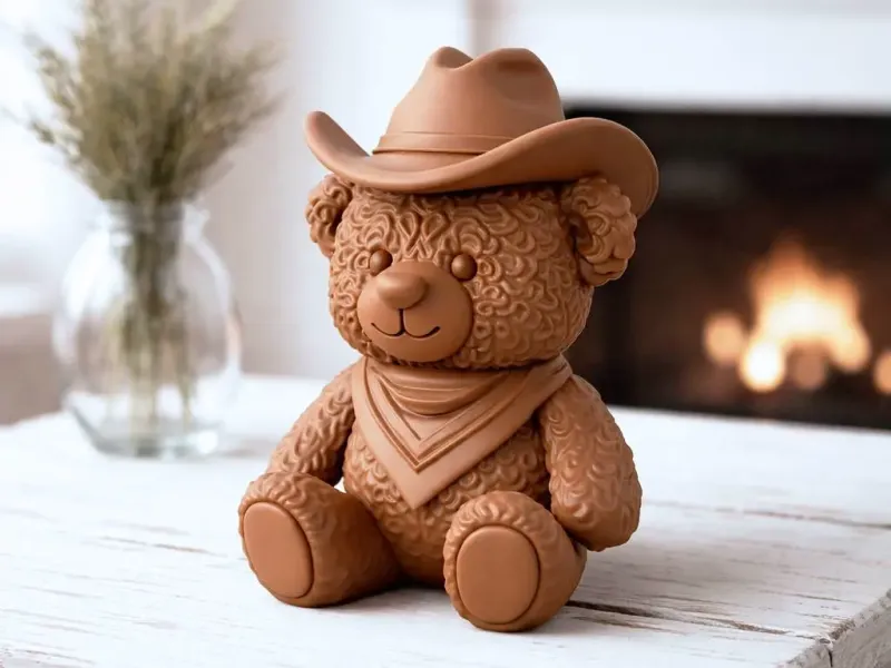 Figurine Ours Cowboy | Décoration Ours en Peluche Western