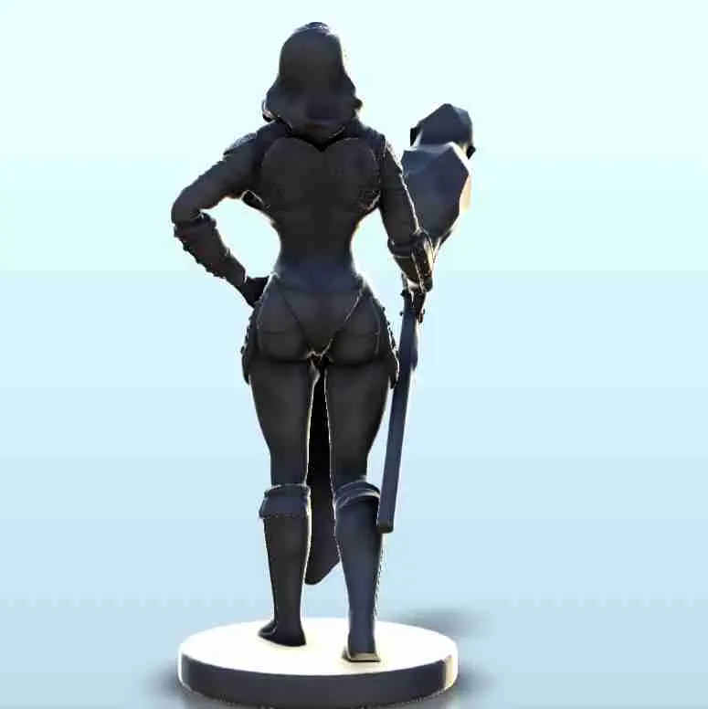 Sexy female warrior with bludgeon and armour 8 - miniatures