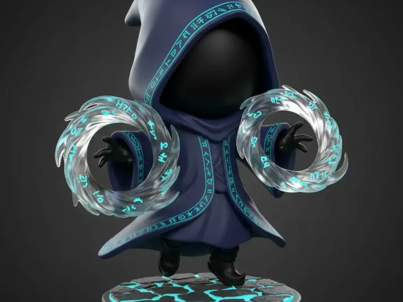 Chibi Arcane Void Mage – Mystic Rune Magic Mini Figurine