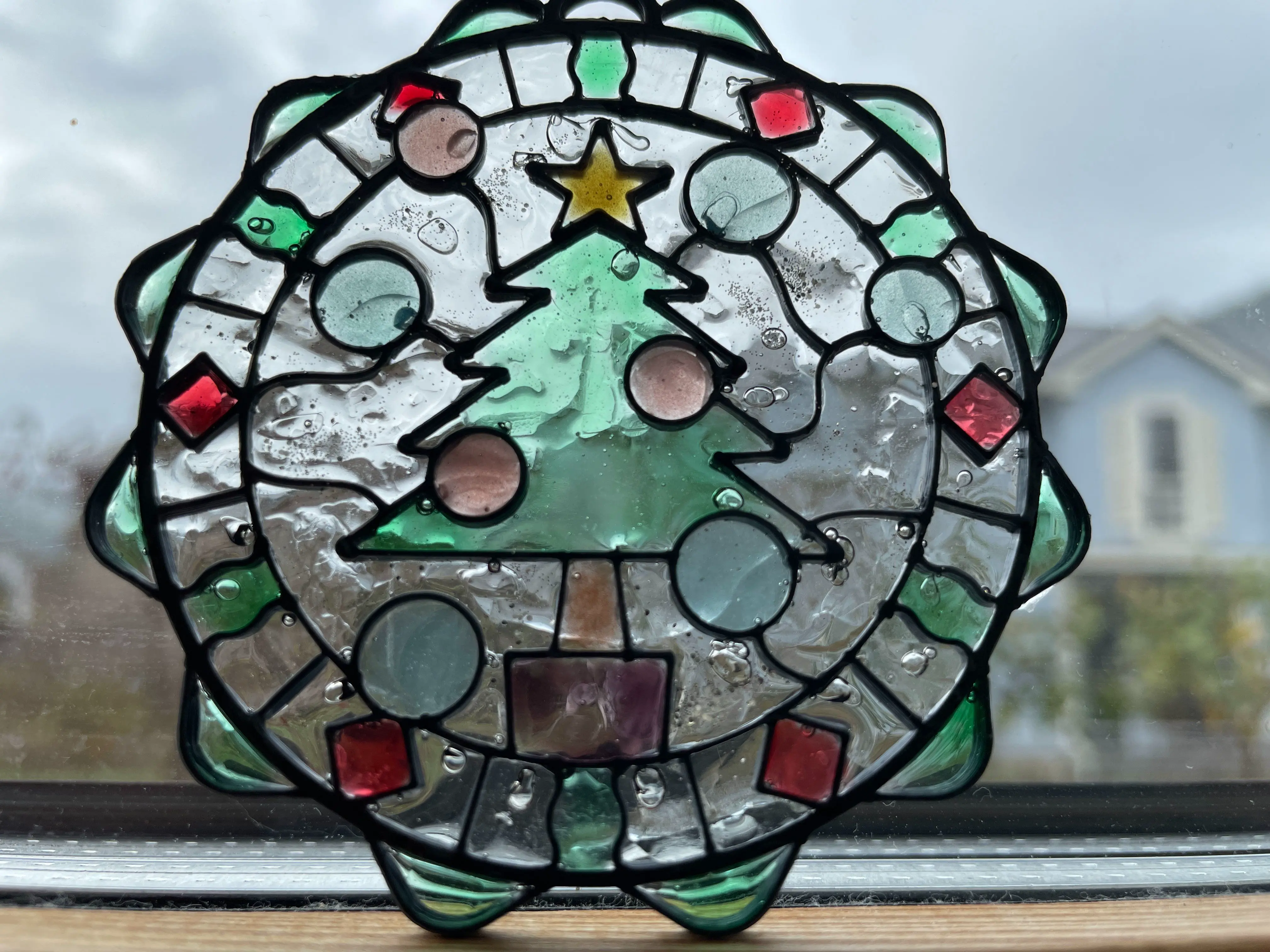 Stained glass style resin ornament frame [christmas tree]