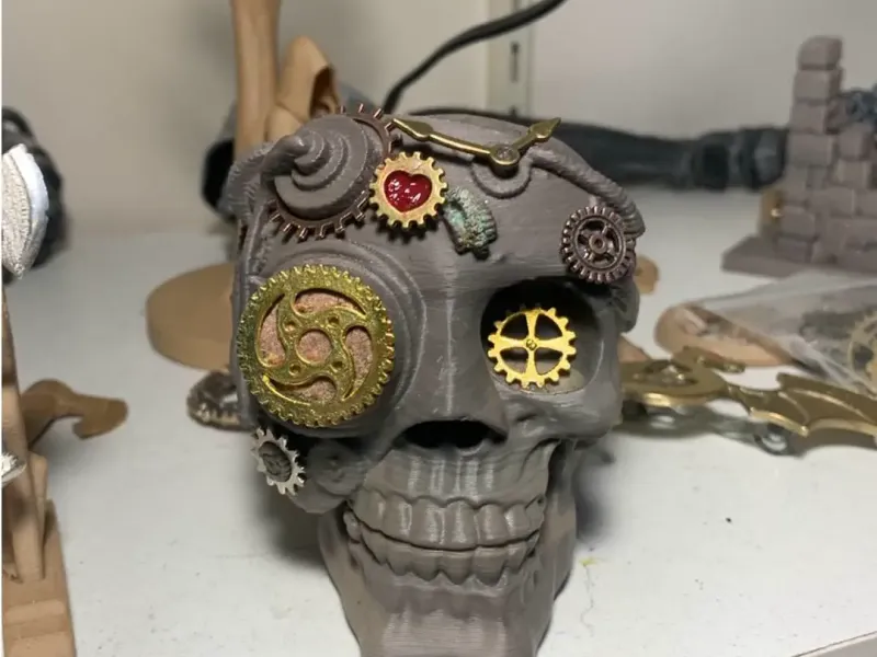Steam Punk Gear Skull with Heart