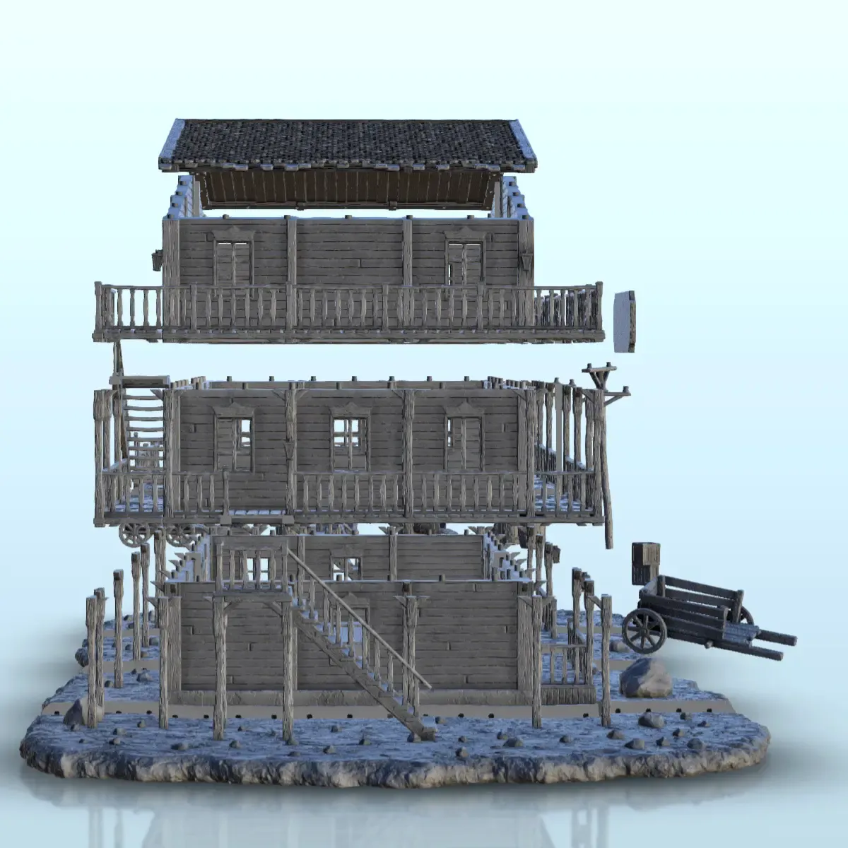 Large two-story saloon - Terrain scenery West Old