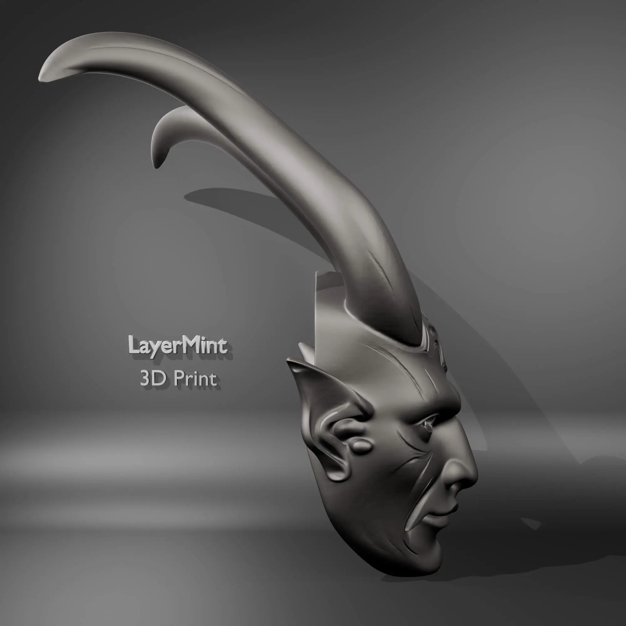 Demon Horn Mask STL File – Dark Fantasy 3D Printable Model