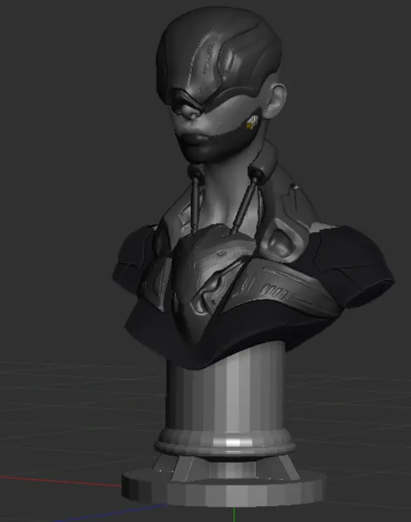 Busto de personaje cyborg femenino