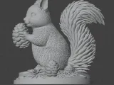 Cute Winter Squirrel Figurine Holding Pine Cone – Printable -3